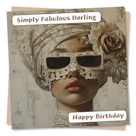 Simply Fabulous Darling Happy Birthday Card - Playful Art Deco Design - For Women, Friend, Partner, Best Friend, Loved One or Colleague