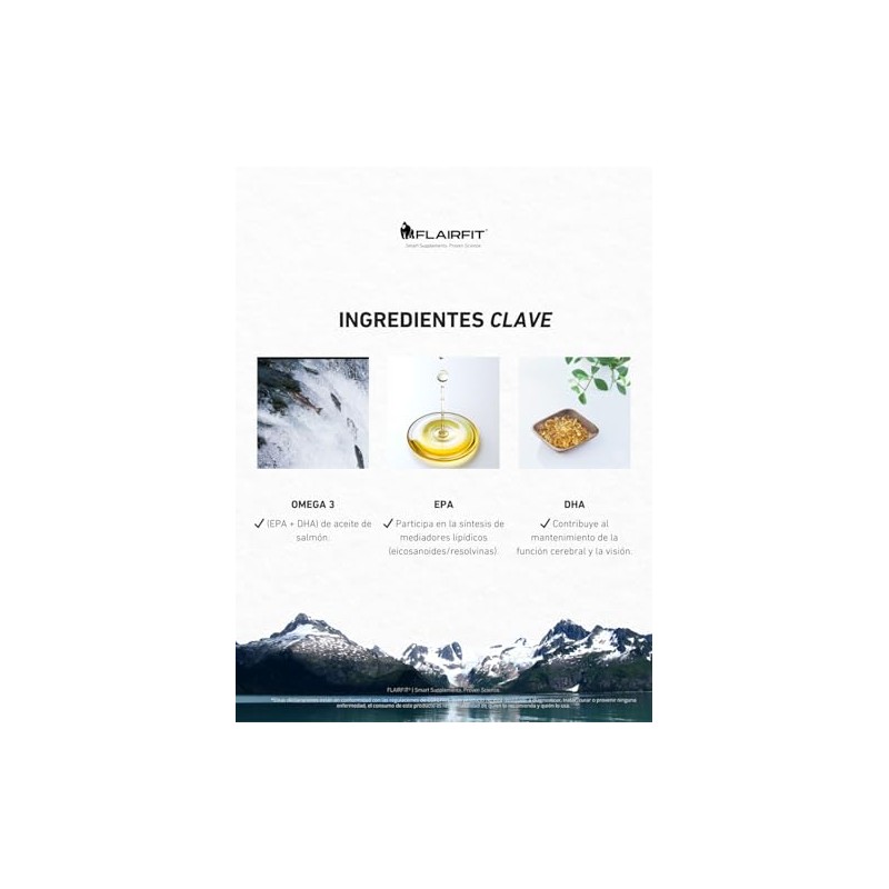 FLAIRFIT Omega 3 de Salmn Suplemento Premium, Alta Concentracin de