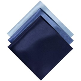 MANSPHIL - Bolsillo cuadrado de seda de morera 100 % real para hombres, 11 x 11 pulgadas, pañuelo sólido empaquetado de regalo, Blue Set de 3, 11"x11"