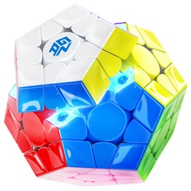 GAN Megaminx Maglev, Pentagonal Magnetic Speed Cube with 160 Magnets, 36 Customizable Hand Feels, 90° Corner Cutting, Stickerless Puzzle STEM 3D Toy for Kids Beginners Practice, UV Coated-Grey Base