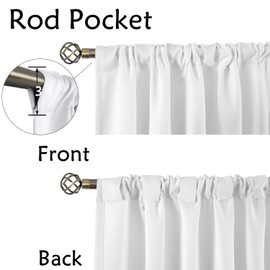 BGment Pure White Room Darkening Curtains 63 Inch - Rod Pocket and Back Tab Thermal Curtains for Bedroom Home Decor Curtains for Living Room, 2 Window Curtain Panels, 38 x 63 Inch