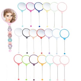 Frinnovan 20 Pack Beadable Mirrors with Blank Bar Cute Travel Makeup Handheld Mirror Cosmetic Dazzling Mirror Portable Hand Mirrors for Women DIY Jewelry Making Beaded Crafts (18 Colors)