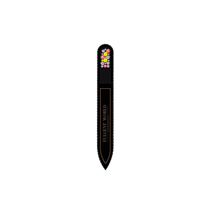 Black Glass Nail File Decorated Bohemians Crystals Collection#26 - Original