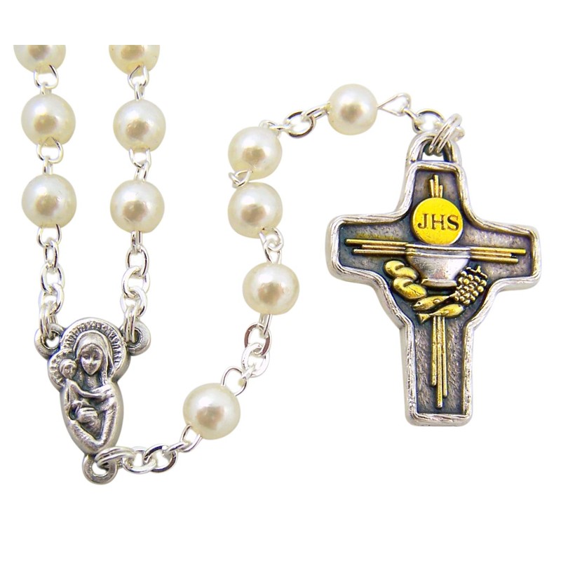 Girls First Holy Communion Rosary Gift Set with Glass Bead