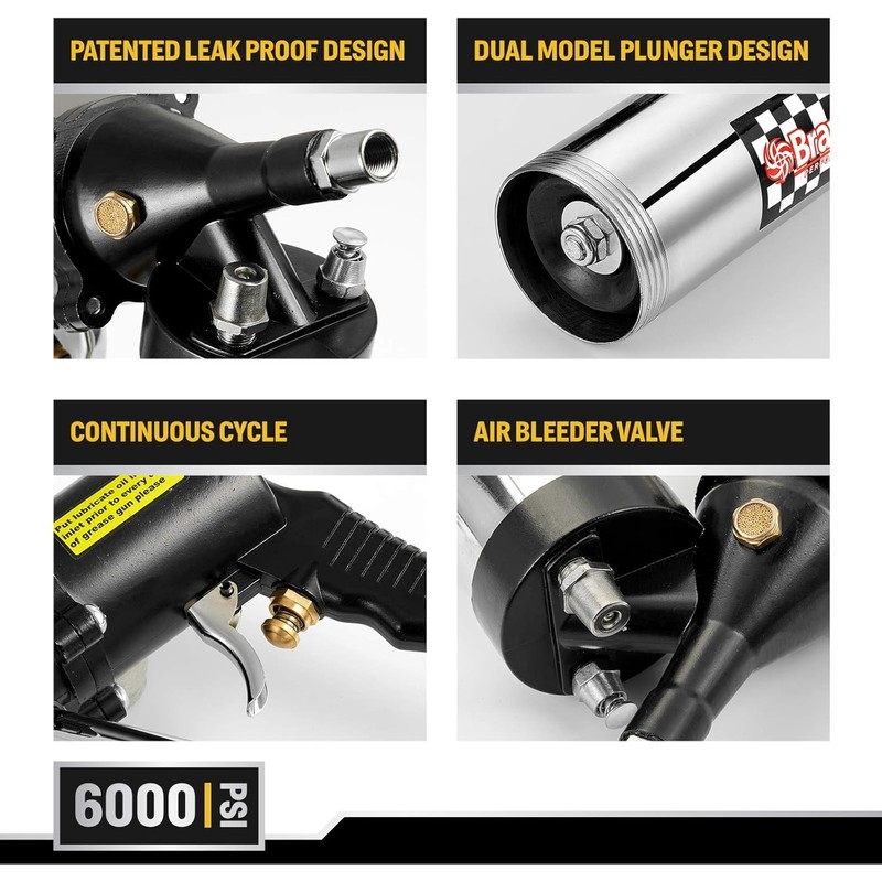 Pneumatic Grease Gun Automatic W/Quick Release Coupler, Continuous Cycle Heavy