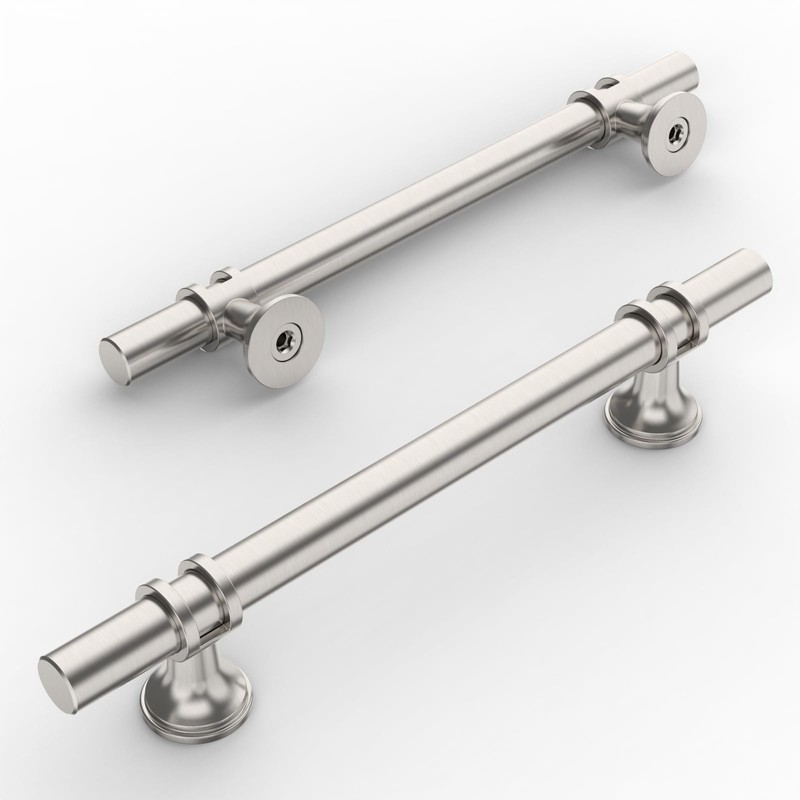 Amerdeco 10 Pack Brushed Satin Nickel Cabinet Pulls 5 Inch(128MM)