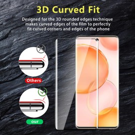 Pack of 2 Screen Protectors for Honor 50, 3D Curved Full Coverage Protective Glass Film, Anti-Scratch, Anti-Oil, Anti-Bubble, Easy Installation