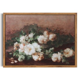 Bluebubble Framed Canvas Vintage Wall Art For Living Room Home Decoration, Rose and Guitar Large Canvas Classic Oil Painting Wall Art Home Decor for Hallway, Dining Room, Bedroom Canvas Prints - 12x16in