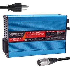 24V 8A Charger 24V Lead Acid Charger Output Connector 3pin XLR Plug Used for 24V Lead Acid AGM Gel VRLA OPZV Battery Blue Aluminum Case with Cooling Fan 24V Smart Charger