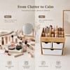 Bamboo 3-Drawer Makeup Organizer, Mortise & Tenon Vanity Box Desk