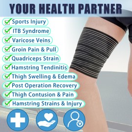 Zuscot 2 Pcs Hamstring Compression Wraps, Adjustable Versatile Compression Bandages for Thigh, Knee, Calf, Arm, Thigh Support Compression Braces