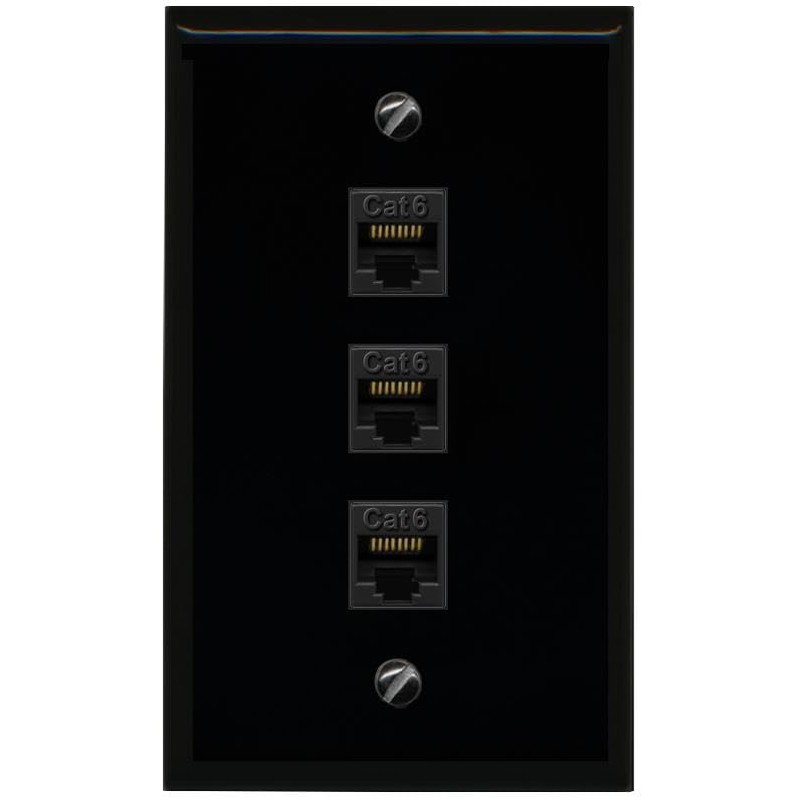 RiteAV - 3 Port Cat6 Ethernet Female-Female Wall Plate -