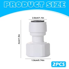 Dual Pack Refrigerator Water Line Connector Kit ，1/2" BSP x 3/8" Push-to-Fit Valve Adapter ， Quick Connect Fitting for Water Filtration Systems, Coolers, Drinking Fountains & More ， Easy Installation