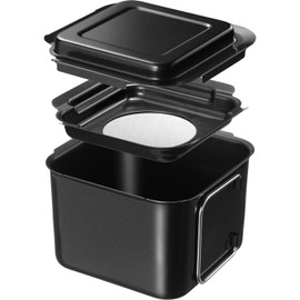 Wahei Freiz RD-0097 Small Oil Pot with Lid, Iron, Fluorine Resin Treatment, Square, Strainer, Reusable, Poco Frit
