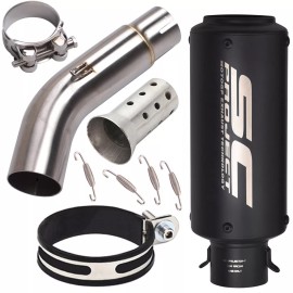 Unbranded For Suzuki GSX-S750 GSR750 2015-2020 Slip on Exhaust Mid Pipe Muffler Tips Black