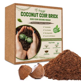 Legigo 10LBS Organic Coco Coir Brick for Plants- 100% Natural Compressed Coconut Coir Brick with Low EC & pH Balance, Coco Coir Fiber Grow Medium Potting Soil for Herbs, Flowers, Plants and Reptile