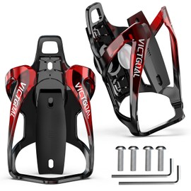 VICTGOAL Bicycle Water Bottle Holder for Airtag Bike Mount Hidden Waterproof Anti-Theft Tracker Case for Road Mountain Bikes Bottles Cage (BlackRed+BlackRed)