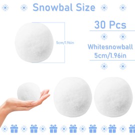 VEYLIN 30 Pcs Indoor Snowball, 5cm Realistic White Snowball Fight Game Fake Snowball for Fight Winter Games Christmas Decoration