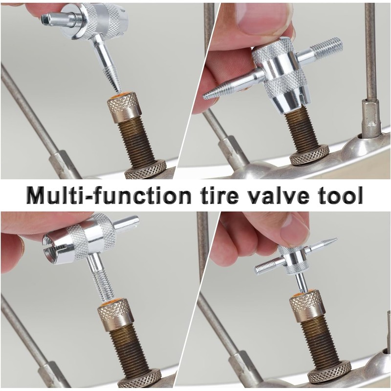 MIVES 4-in-1 Multifunctional Valve Stem Removal Tool, 4Pcs 4.8x3.3cm/1.88x1.29in Silver