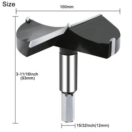 NICAVKIT Tungsten Steel Forstner Drill Bit, 100 mm, Professional Forstner Drill Bit, Wood Hole Cutter, Wood Drill, Pot Drill, Art Drill for Wood and Hardwood