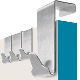 Menz Premium Over Door Hanger – Set of 4 Stainless Steel Coat Hooks with Anti-Slip and Felt Pads, Made in Germany, Sturdy Over Door Hook Hanger