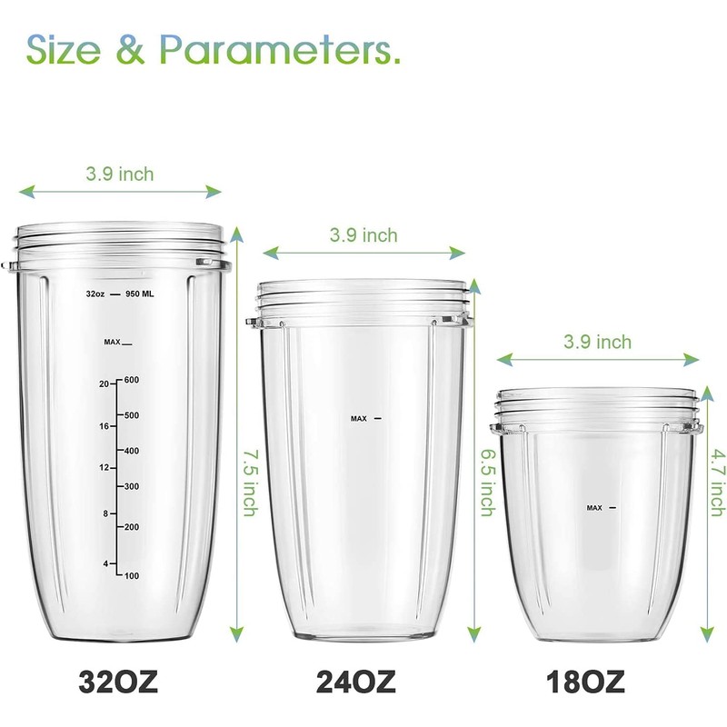 Replacement Parts 32oz Blender Cups (2 Packs) Replacement Blender Cups