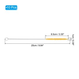 PATIKIL 10"x3/8" Long Straw Brush, 10 Pcs Drinking Straw Cleaning Brush Nylon Pipe Tube Cleaner Brush for Cleaning Straws Pot Spout, Yellow