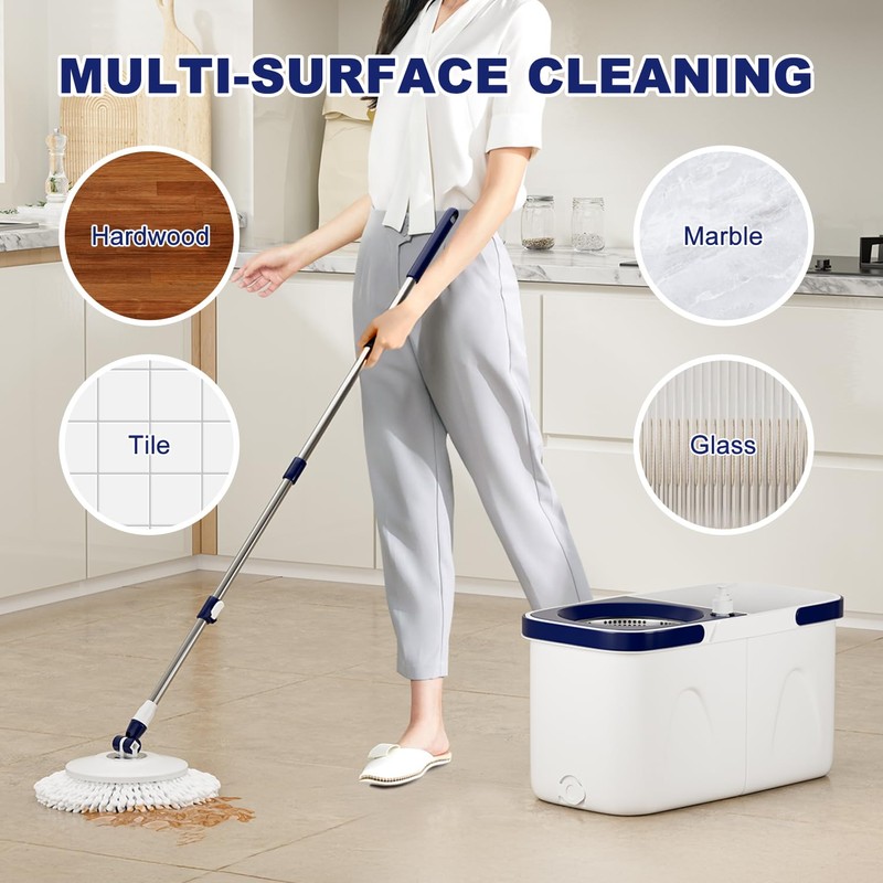 Spin Mop and Bucket with Wringer Set, Mop Bucket System