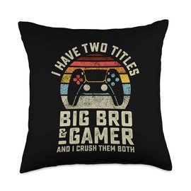 LevelUp Video Gamer Merch Store Gamer Big Brother Bigger Bro Son Video Games Gifts Boys Throw Pillow, 18x18, Multicolor
