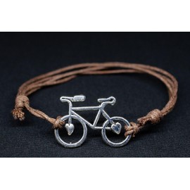 Miniblings Bicycle Anklet Adjustable Cord Handmade Fashion Jewellery I Road Bike Cycling Heart, Adjustable, Metal, leather
