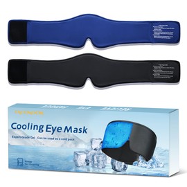 2 Pack Cooling Gel Eye Mask - Puffy Eyes, Dark Circles, Migraine Relief, FSA Eligible, FACEMOON Reusable Sleep Mask for Ice Cold Compress, Long Lasting Comfort for Eye Care, Self Care(Black,Blue)