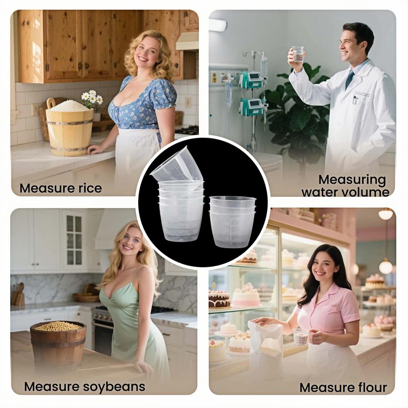 5-Pack 160ml Transparent Rice Measuring Cups | Clear ML/Cup Markings