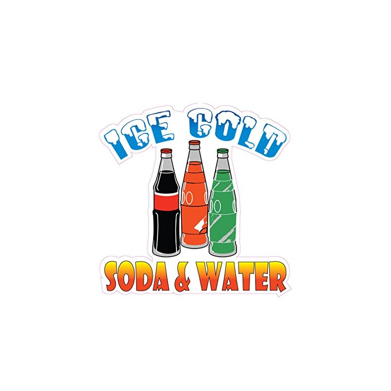Ice Cold Soda and Water Concession Restaurant Die-Cut Window Static