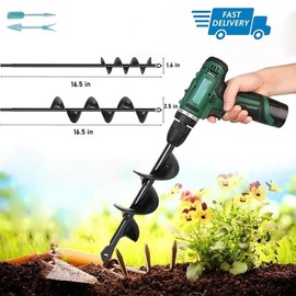 Spiral Drill Bit Set for Garden Planting Heavy Duty Bulb plant Planter Tool 3/8 Inch Hex Shank Drill Attachment Lawn Flower Bed Soil Digging Kit:_1.6''x9" +1.6''x16.5" +2.5''x16.5" +3''x12"
