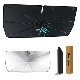 Bestview Windshield Sun Shade Umbrella for 2010-2022 Dodge Ram 2500 3500,Custom Fit Front Window Sunshade Sun Visor Blocks UV Rays & Keeps Your Vehicle Cool, 360° Rotation Bendable Shaft.