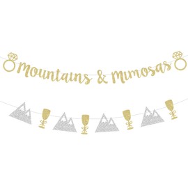 Sursurprise Mountain Bachelorette Party Decorations, Mountains & Mimosas Banner Mountain Champagne Garland Gold, Cabin Camping Glamping Bridal Shower Engagement Wedding Supplies