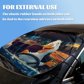 Funny Goose Car Windshield Sunshades Anime Novelty Cartoon White Duck Front Window Car Sun ​Shade Windshield Blocks UV Rays Sun Visor Protector for Car Sedan Truck SUV Accessories 59" L x 31.5" W