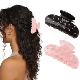 Amariver Acrylic Hair Clips For Women Bow Claw Clips Cute Hair Clip Pink Accessories for Women Girls