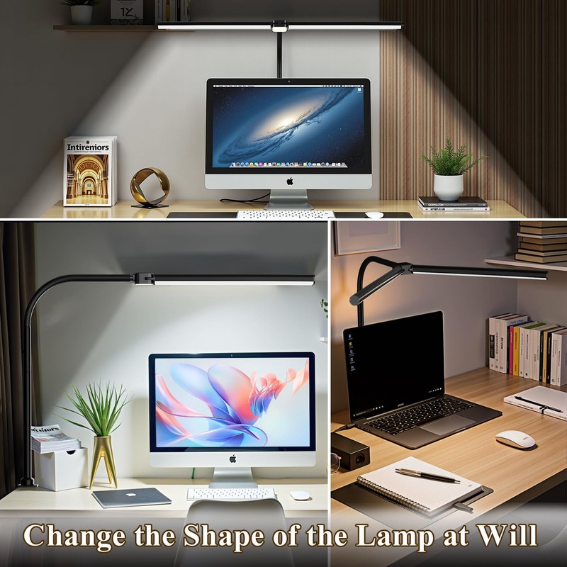 JKFIPKHI LED Desk Lamp for Home Office,Eye-Caring Desk Light with