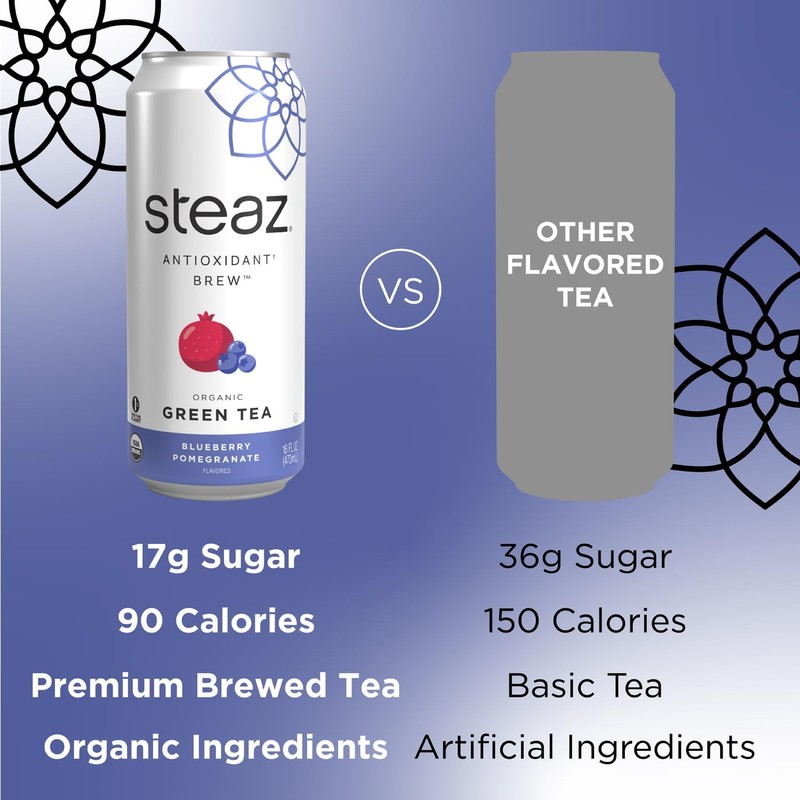 Steaz - Organic Green Tea - Blueberry Pomegranate (12 Pack)