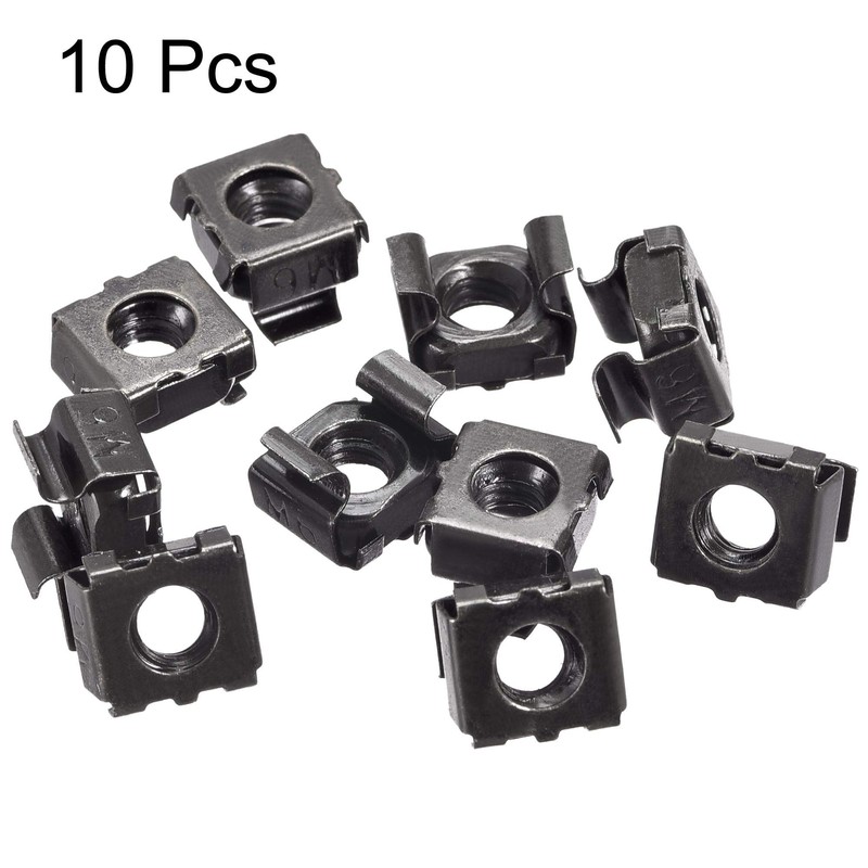 sourcing map Snap-in Cage Nuts - M6 x 1mm Carbon