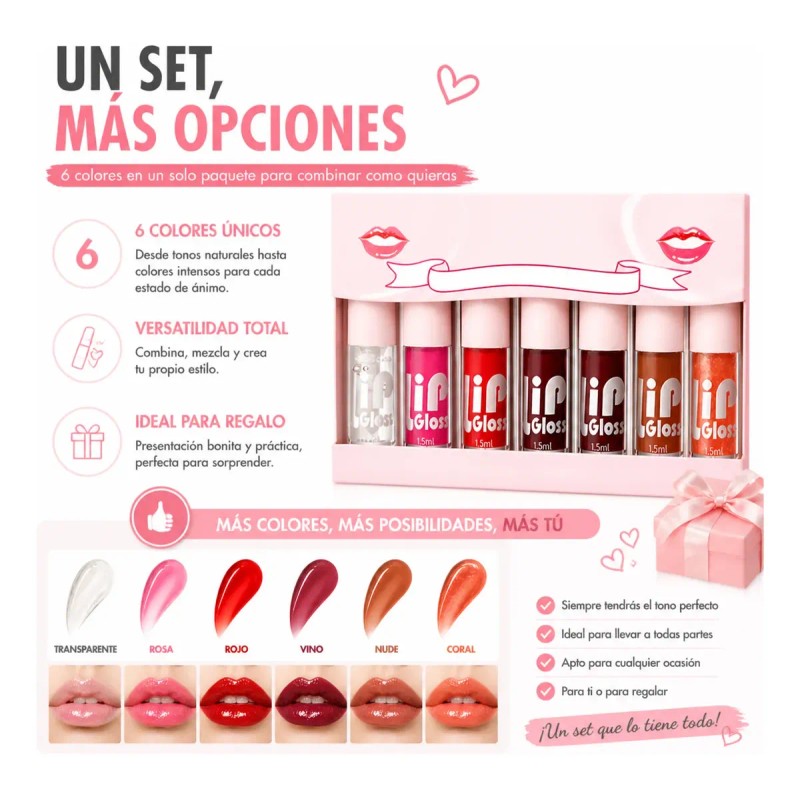 Set De 6 Aceites Para Labios Lip Glow Oil Gloss