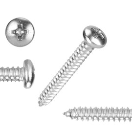 100 PCS #8x1-1/2(1.5 inch) Stainless Steel Phillips Pan Head Wood Screws,Stainless Steel 18-8 A2(304) Screw,Home Screw Kit by QISHENG