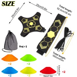 LBING Football Training Set Football Kick Trainer with 10 Football Hats Football Training Device Hands Free Solo for Balls Size # 3# 4#5 Footballs for Children, Adults