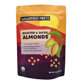 Wilderness Poets, Organic Roasted Bulk Almond Butter Stock, California-Grown, Dry Roasted and Diced - Use in Baking, Sprinkle on Salads, Deep Nutty Flavor (32 Ounce - 2 Pound)