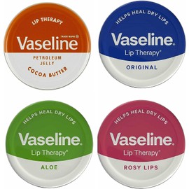 Vaseline Petroleum Jelly Lip Balms - THREE 20g Pocket Size Tins - Aloe Vera, Cocoa Butter, Original, Lip Repair Therapy Protects Dry Cracked