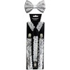 Buckletown Suspender & Bow Tie Combo Pack (Silver Sequined)
