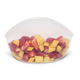 Food Huggers Hugger Bags Silicone Reusable Lunch & Snack Bag Durable Storage, BPA Free, Dishwasher & Freezer Safe, Stand-Up Resealable Produce Pouch | Large 30 fl oz, Clear