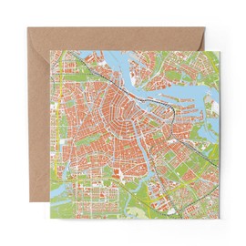 1 x Greeting Card Amsterdam Urban Street Map - Blank Birthday Celebration Anniversary #3034