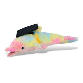 DolliBu Rainbow Dolphin Large Graduation Plush Toy Stuffed Animal - Graduation Gift Stuff Animal Plush Toys with Cap with Tassel Outfit - Cute Graduation Gifts with Personalization - 18 Inches